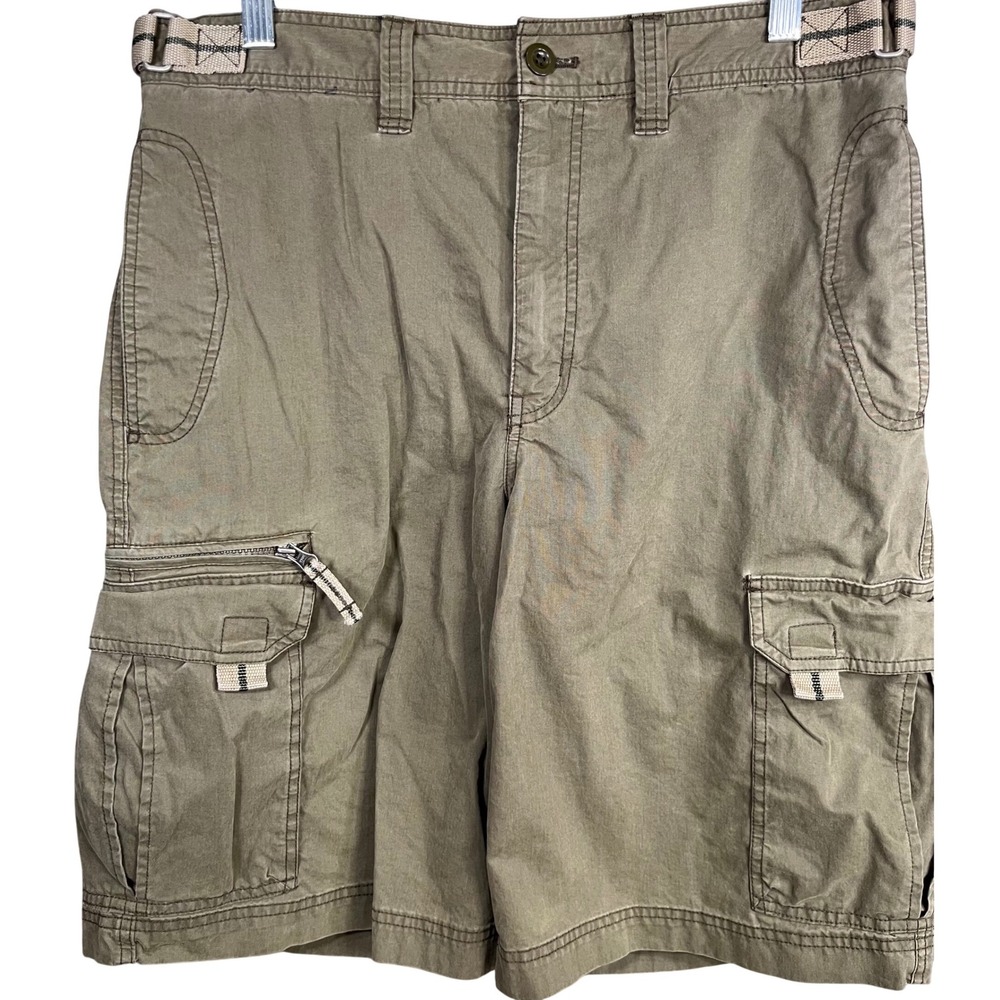 Old Navy Mens Cargo Shorts W33 Green Khaki Cotton Nylon Utility Gorpcore Hiking